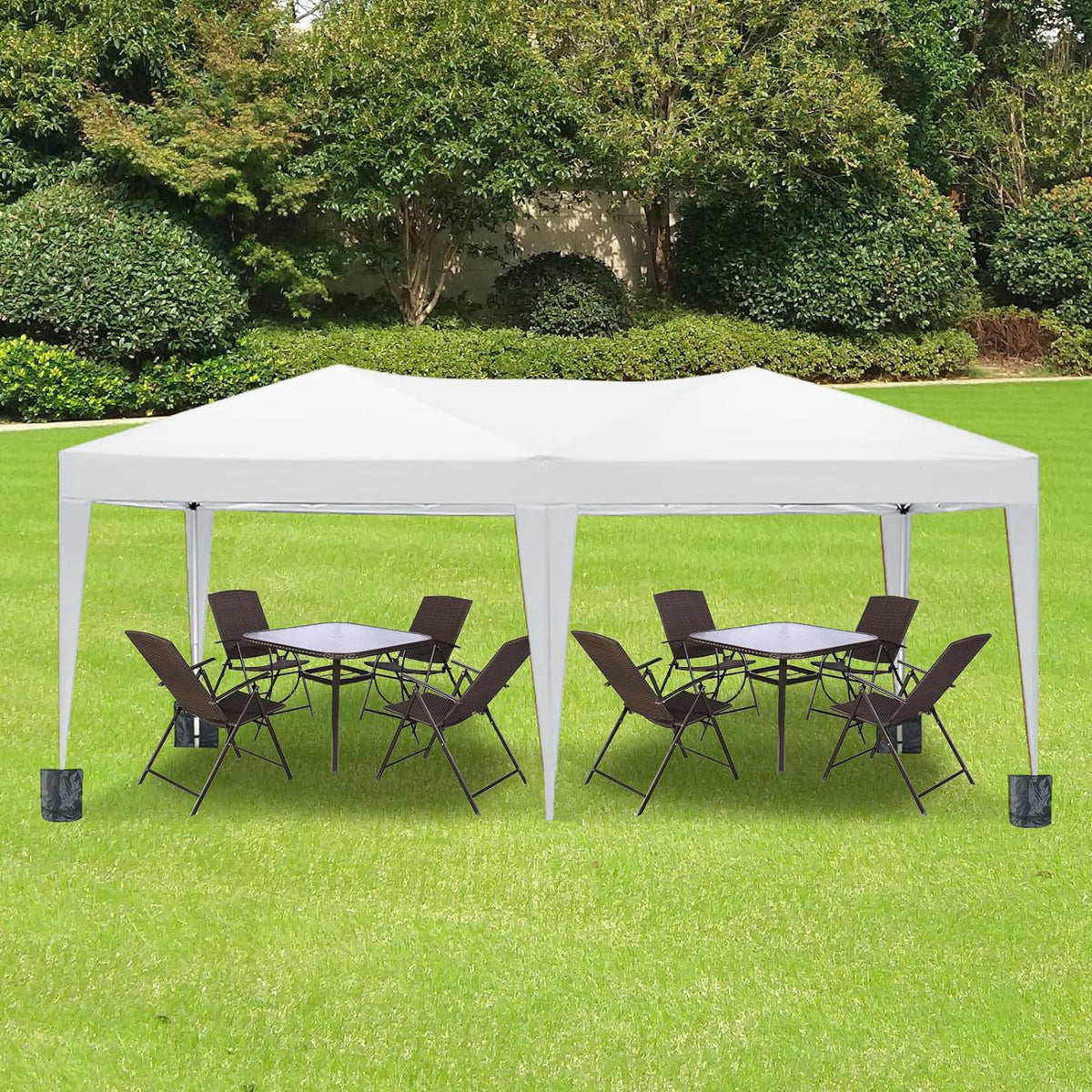 10'x20 'folding canopy with 6 detachable side walls outdoor activity shelters UPF 50+terrace portable tent (white)