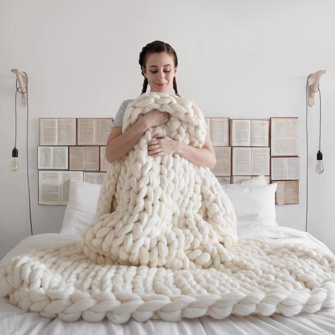 Sofa Blanket Oversized Woolen Knit Blanket