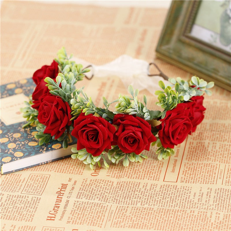 Handmade flower wreaths seaside vacation wedding accessories velvet adjustable hair accessories