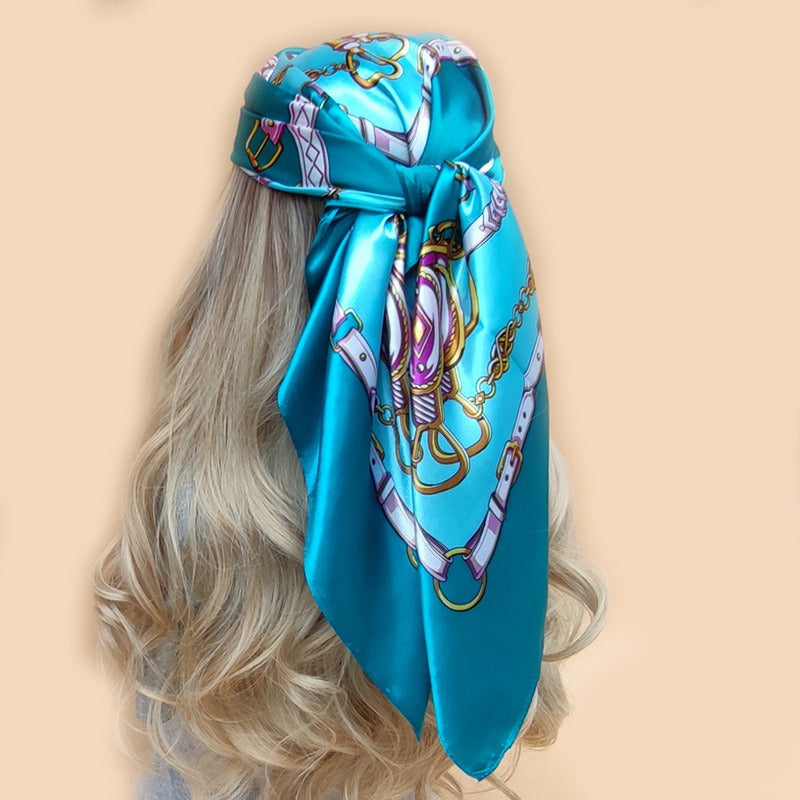 Striped printed square scarf for women, all-match shawl, fashionable sun protection scarf for all seasons