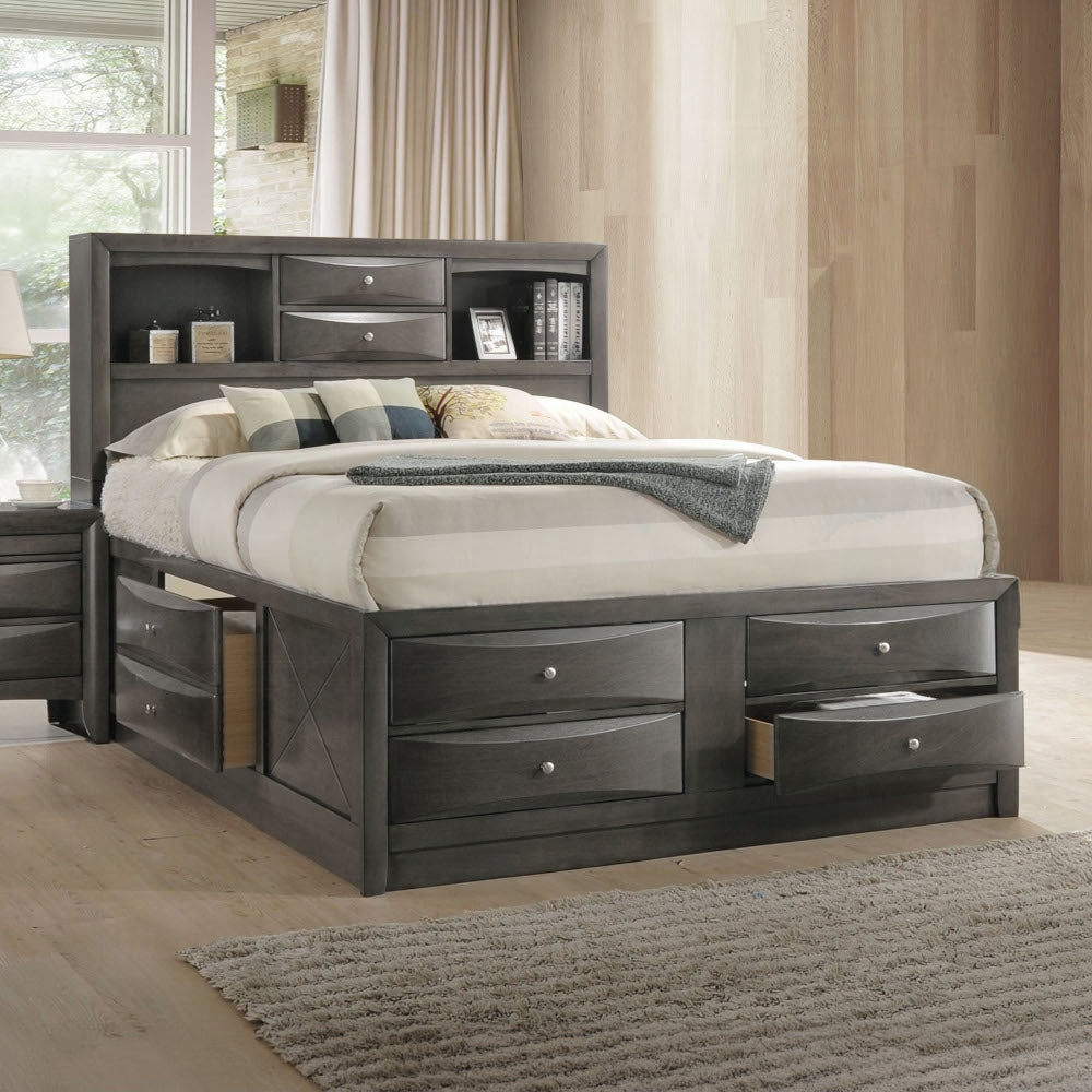 Neend Multi Drawer Storage Platform Bed - Grey Oak