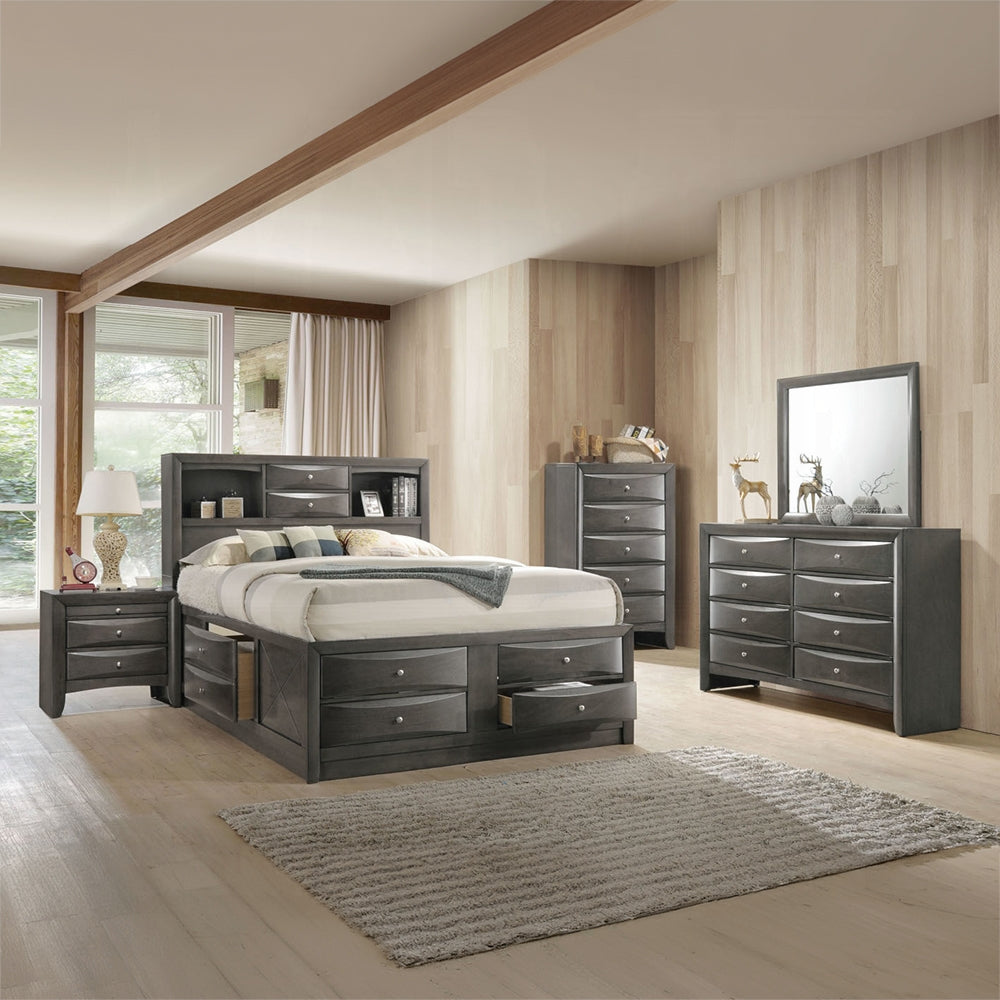 Neend Multi Drawer Storage Platform Bed - Grey Oak