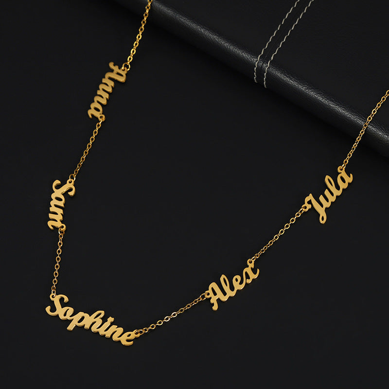 Personalized Name Necklace Stainless Steel English Letter Pendant Women's Jewelry with Multiple Names
