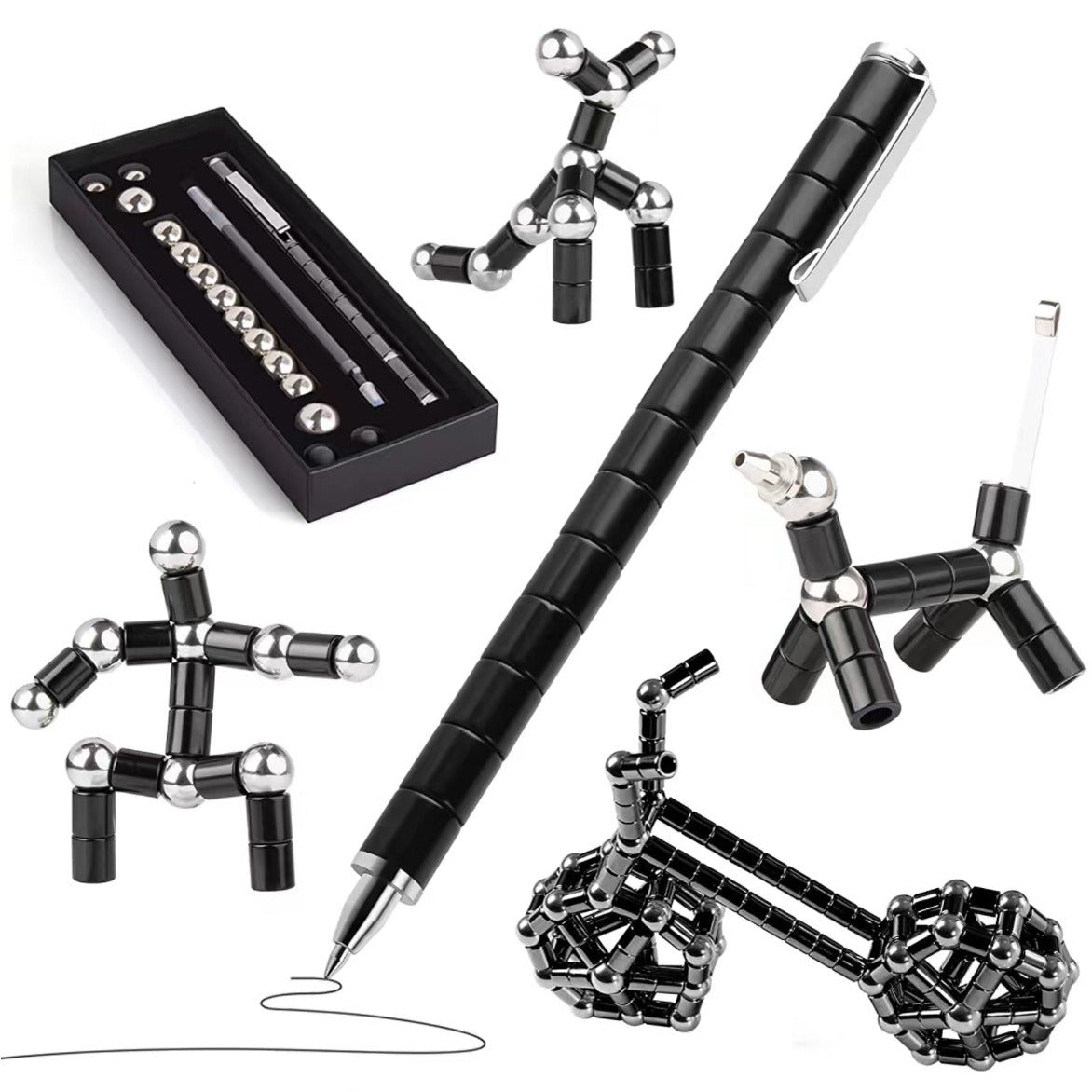 Two-Color Model Magnet Pen Color Ball Magnetic Pen Decompression Pen Magnetic Pole Decompression Pen Game Children's Toys