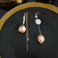 GLSEEVO Natural Fresh Water Baroque Pearl Dangle Earrings For Women Flower Drop Earrings Wedding Gifts Fine Jewellery
