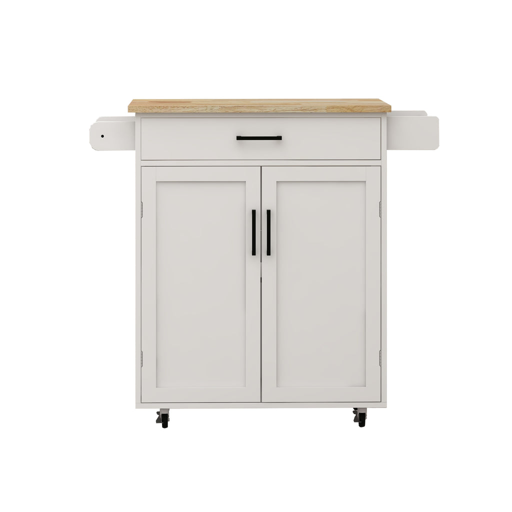 Kitchen island rolling trolley cart with 1 drawer & 2 doors with storage racks & Adjustable Shelves & towel rack