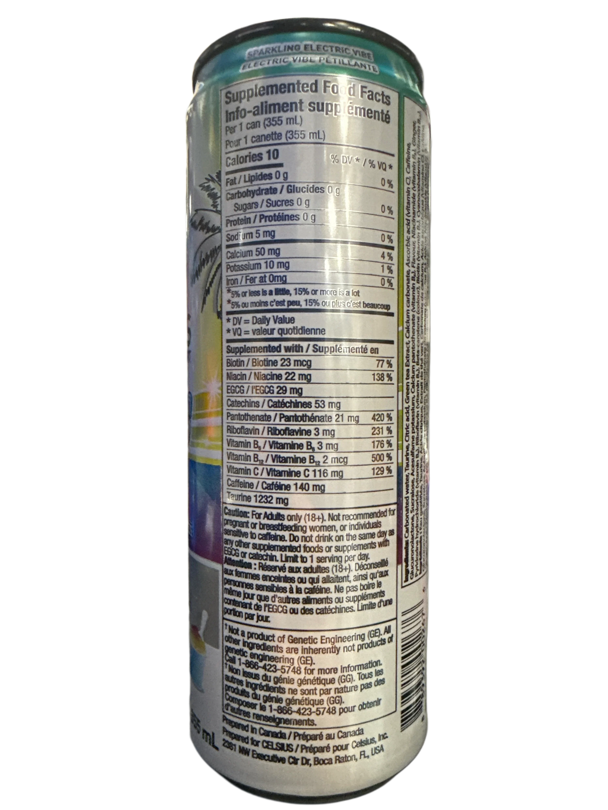 Celsius Limited Edition Zero Sugar Electric Vibe Sparkling Tropical Freeze Energy Drink 355ML - Canadian Edition