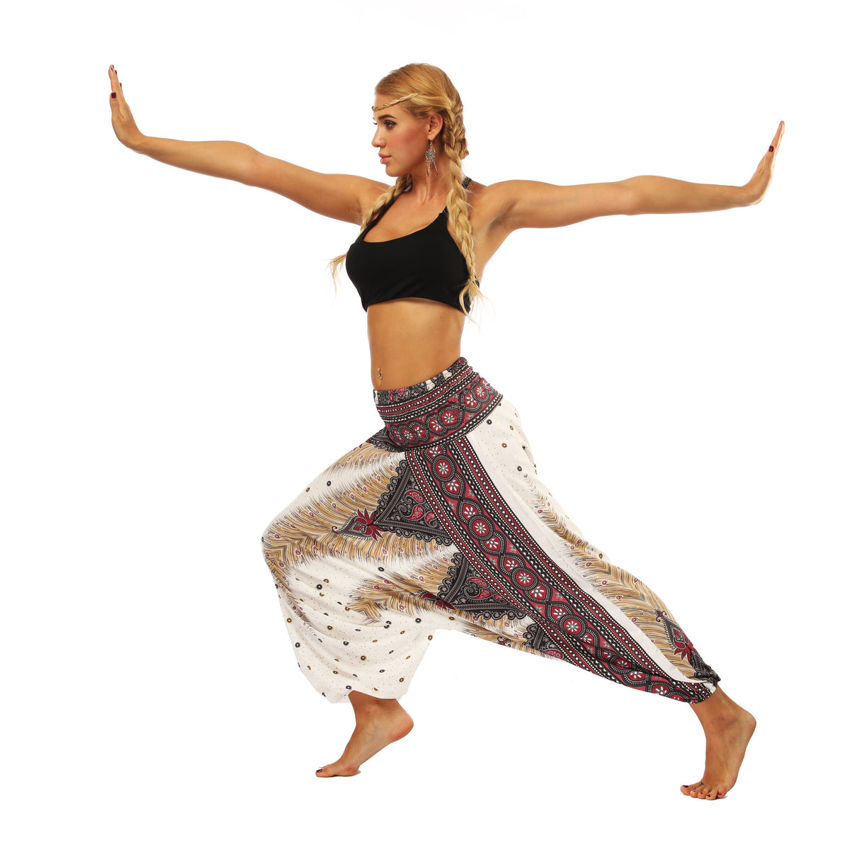 Women's Ethnic Style Digital Print Bloomers Loose Fitness Yoga Pants High Waist Jumpsuit Dance Pants
