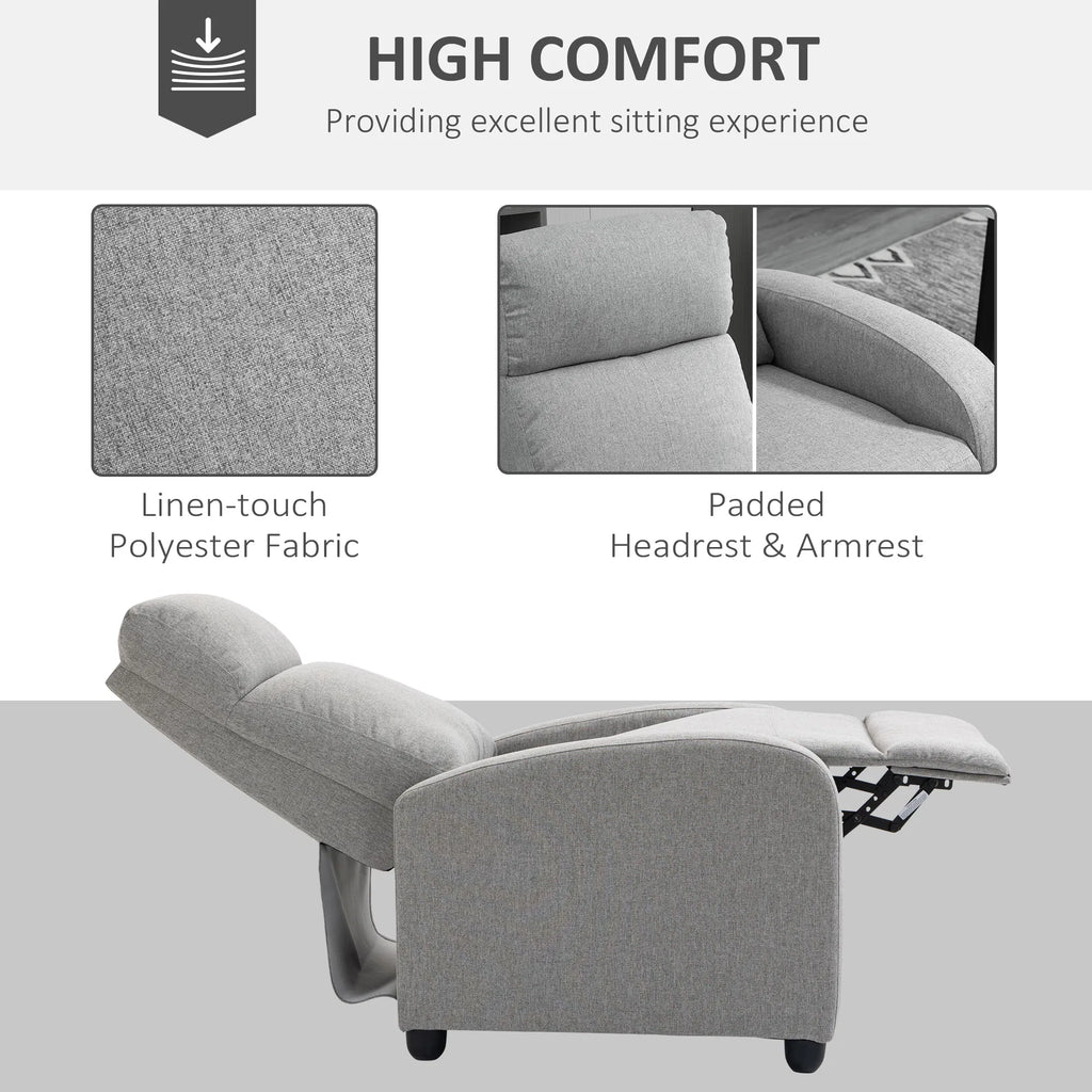 Light Grey Fabric Recliner Chair – Manual Home Theater & Living Room Armchair (United States & Canada Delivery Only)