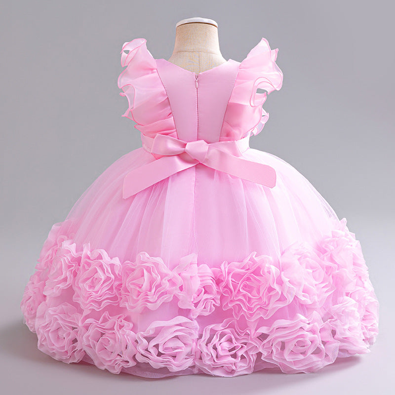 Children's Formal Dress Princess DressGirl Tulle Puff Skirt Piano Performance Dress Birthday Party Dress