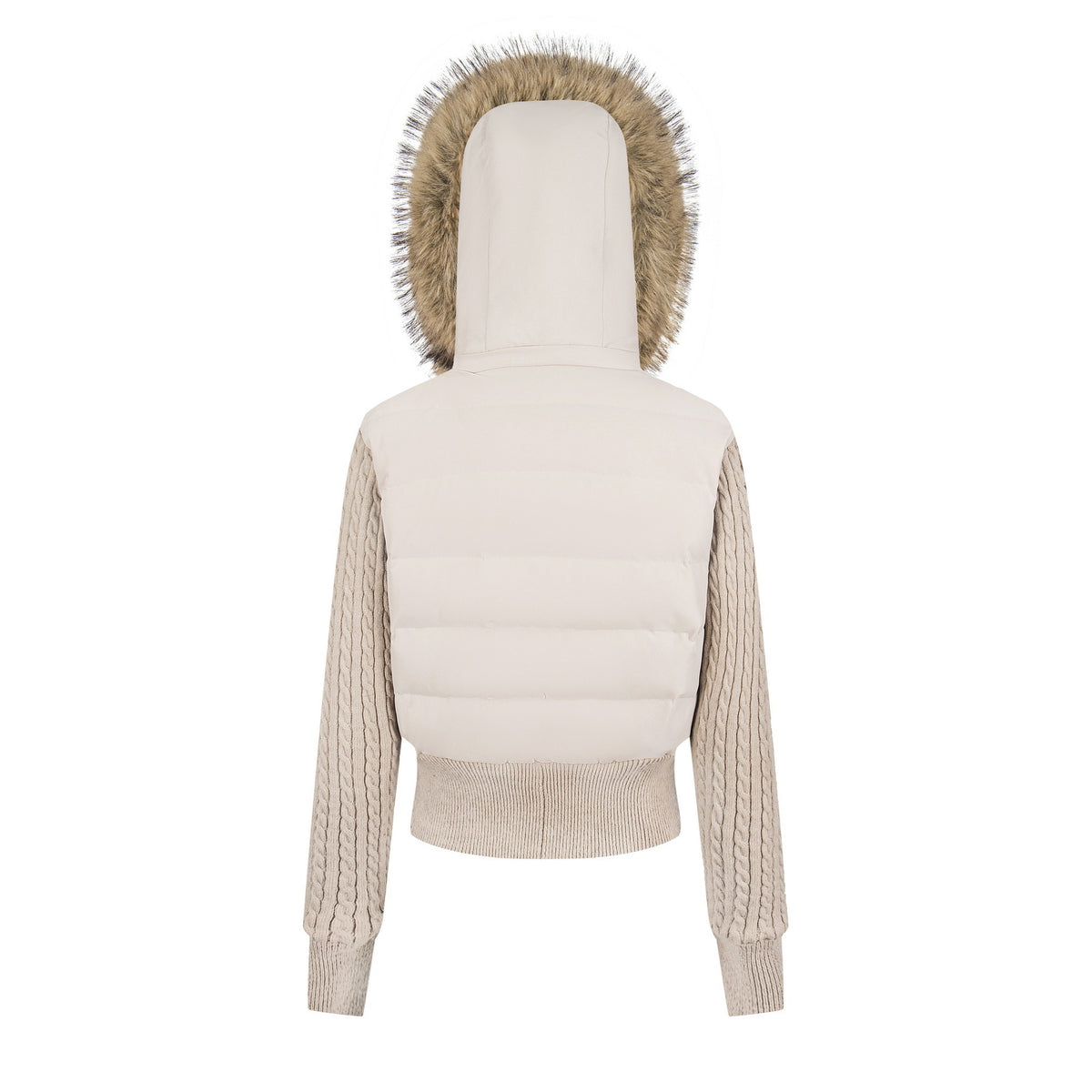 Knitted sleeve patchwork waist slimming lightweight jacket