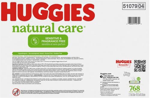 Huggies Sensitive Baby Wipes, Natural Care Baby Diaper Wipes, Unscented, Hypoallergenic, 99% Purified Water, 10 Flip-Top Packs (560 Wipes Total)