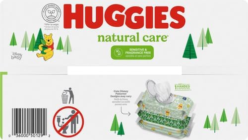 Huggies Sensitive Baby Wipes, Natural Care Baby Diaper Wipes, Unscented, Hypoallergenic, 99% Purified Water, 10 Flip-Top Packs (560 Wipes Total)