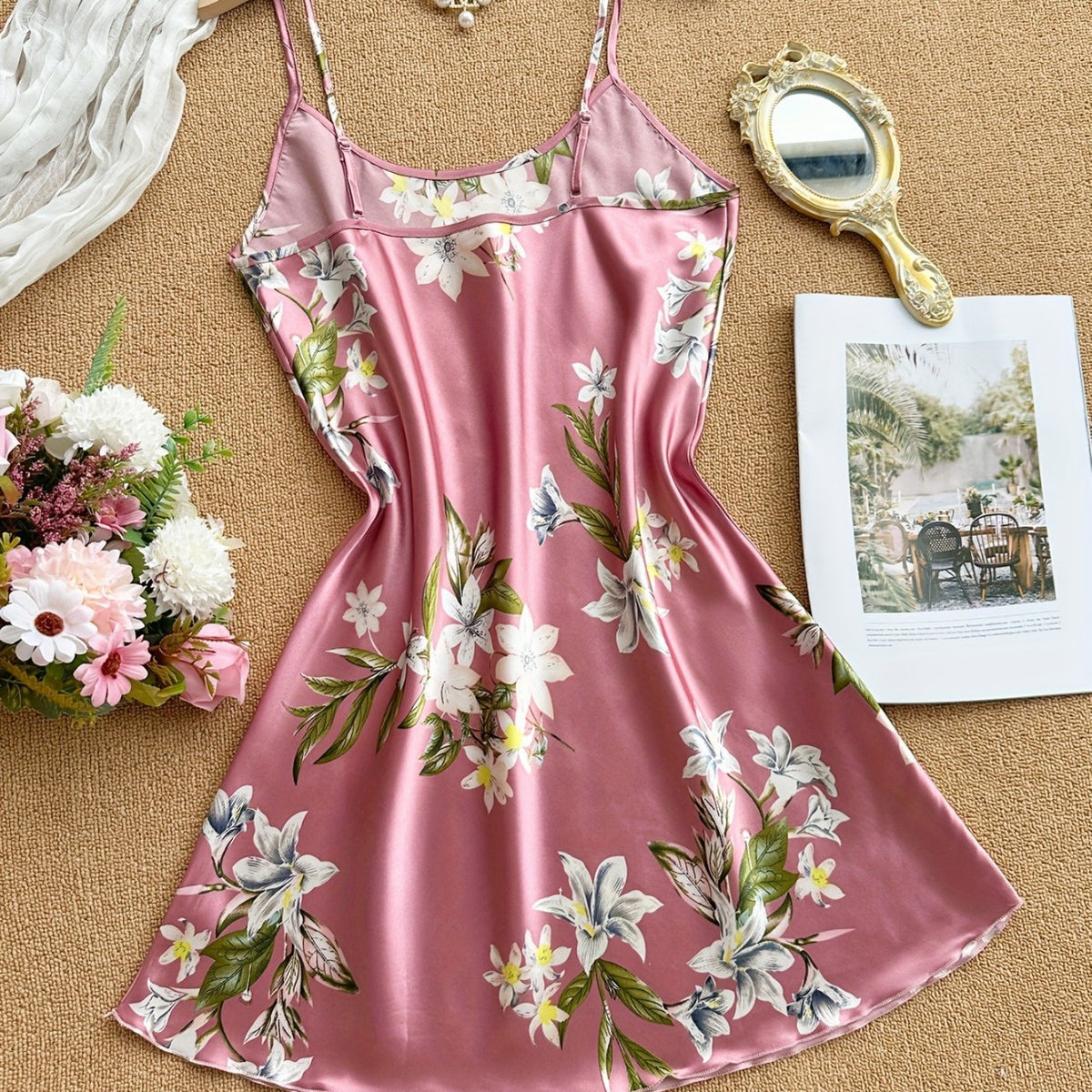 Sexy Short Nightdress Sleeveless Satin Sleepwear Cami Dress Women's Lightweight Slip Dress
