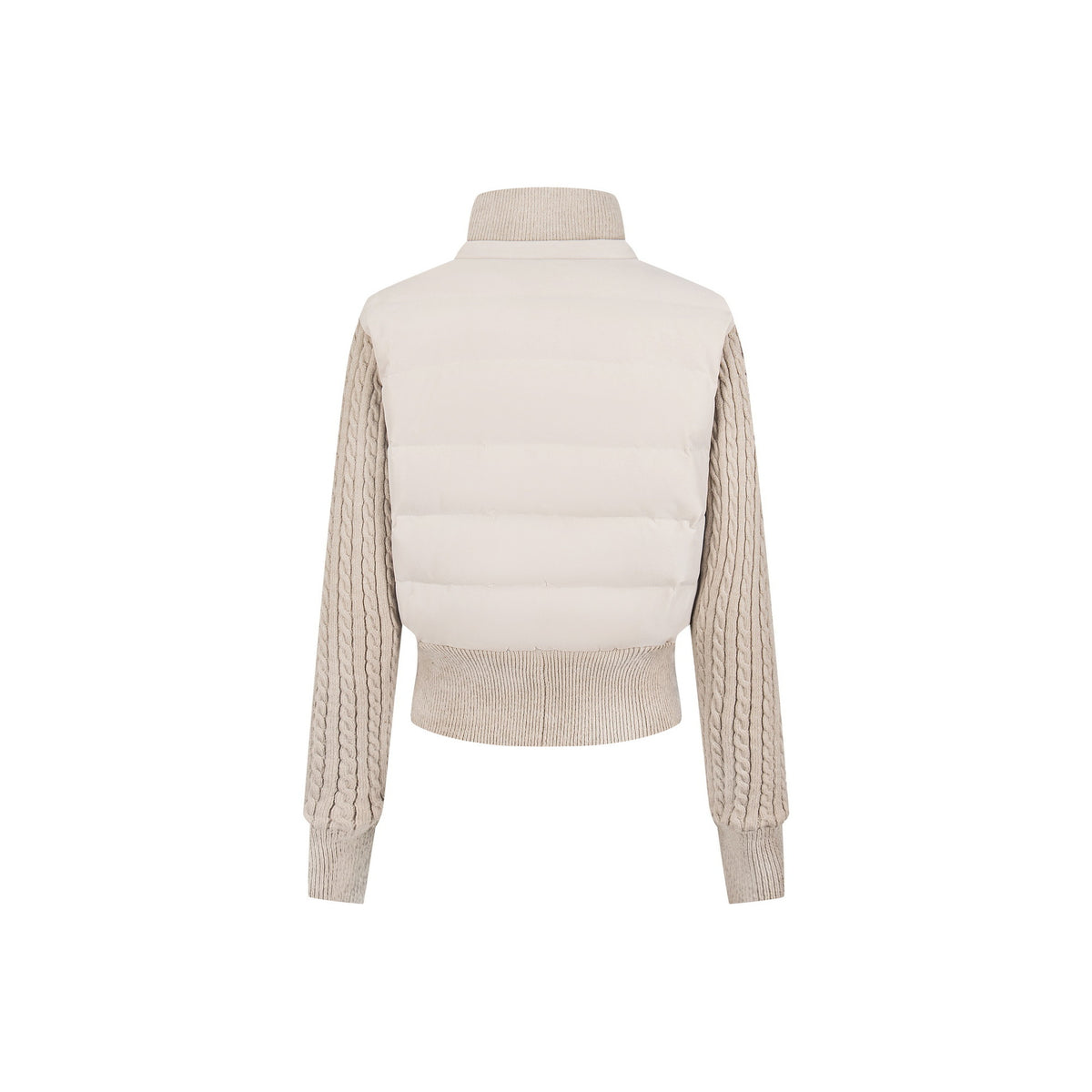 Knitted sleeve patchwork waist slimming lightweight jacket