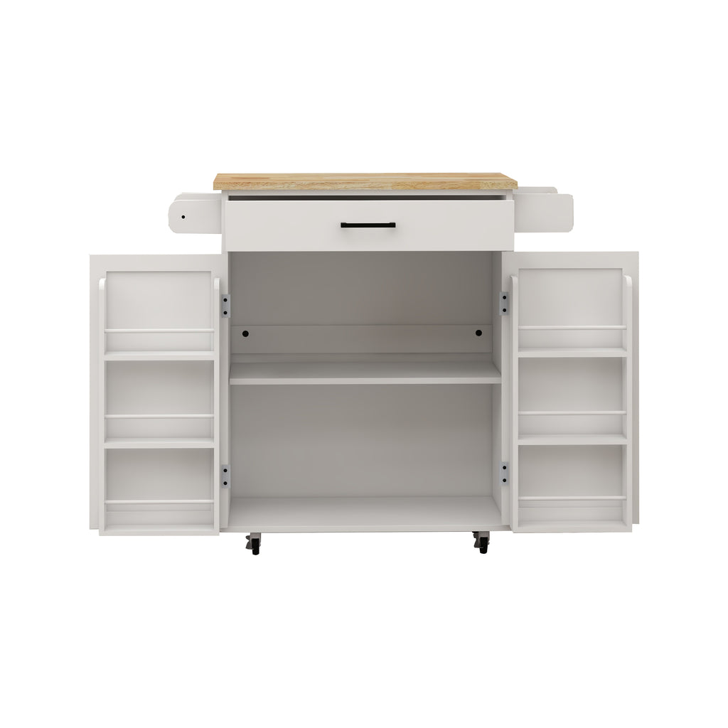 Kitchen island rolling trolley cart with 1 drawer & 2 doors with storage racks & Adjustable Shelves & towel rack