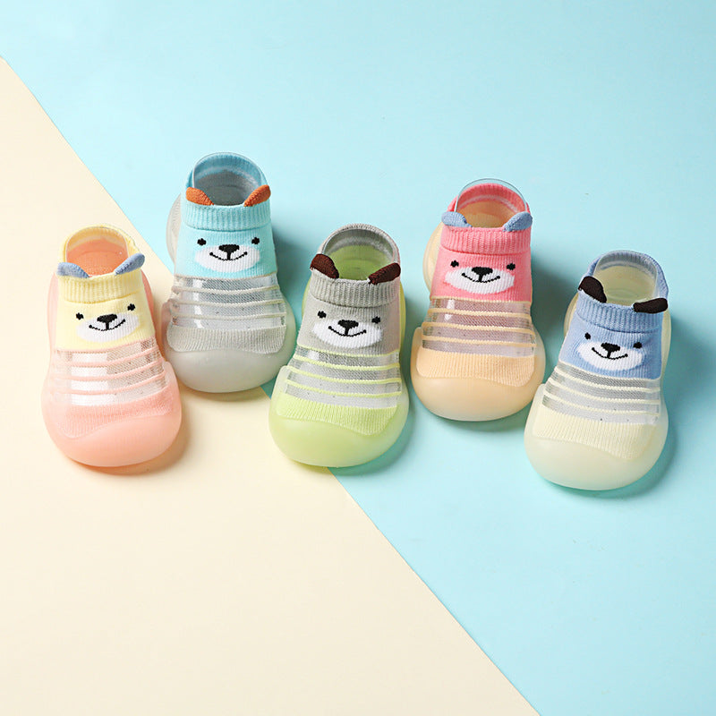 Summer children's floor shoes and socks breathable ice silk non-slip soft bottom baby home indoor shoes kindergarten early education socks shoes