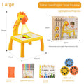 Multi functional toy set with sound and light projection for drawing deer shaped children's graffiti and writing board