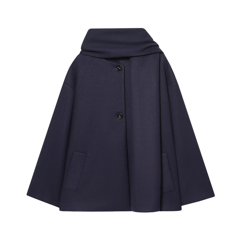 Women's Wool Blend Coat with Scarf Short Jacket