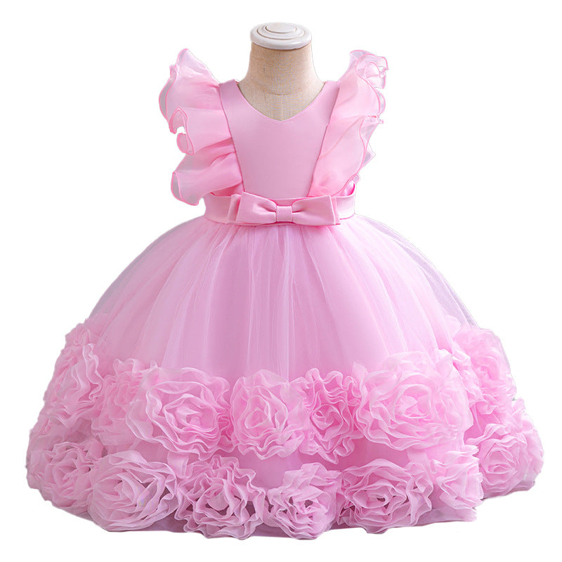 Children's Formal Dress Princess DressGirl Tulle Puff Skirt Piano Performance Dress Birthday Party Dress