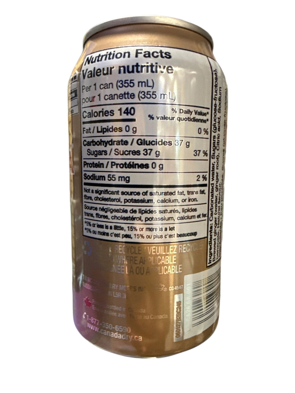 Canada Dry Ginger Beer Flavour 355ML - Canadian Edition