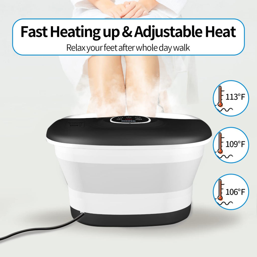 Collapsible Foot Spa Bath with Heat, Remote Control, Temperature Control, Bubbles, Pumice Stone, Red Light, Timer, 16 Massage Roller Pedicure Foot Spa Tub Foot Soaker for Soothe & Relax Tired Feet 🍁 All In One Marketplace Canada