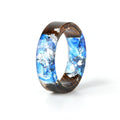 Fashion Handmade Dried Flower Wedding Jewelry Love Ring Transparent Epoxy Resin Ring Wood Resin Ring For Women