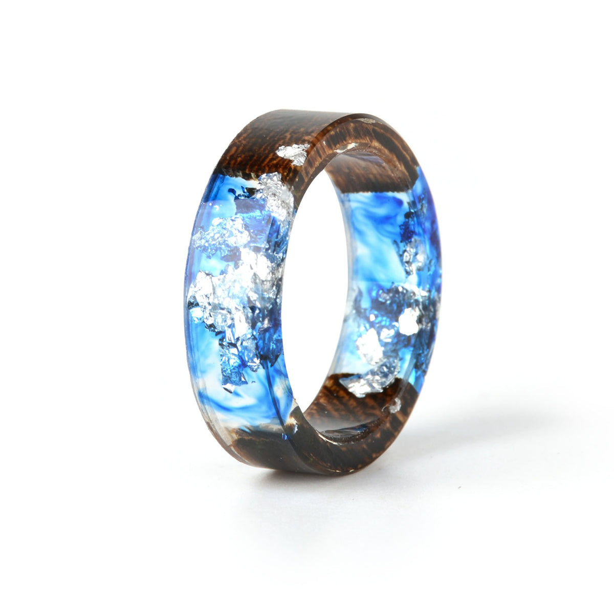 Fashion Handmade Dried Flower Wedding Jewelry Love Ring Transparent Epoxy Resin Ring Wood Resin Ring For Women