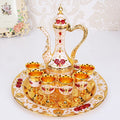 Retro Palace Wine Set Wedding Zinc Alloy Metal Gold/Silver And White Flagon Gift Set Home Decor 8Pcs=1 Plate+ 1 Wine Pot +6Cups
