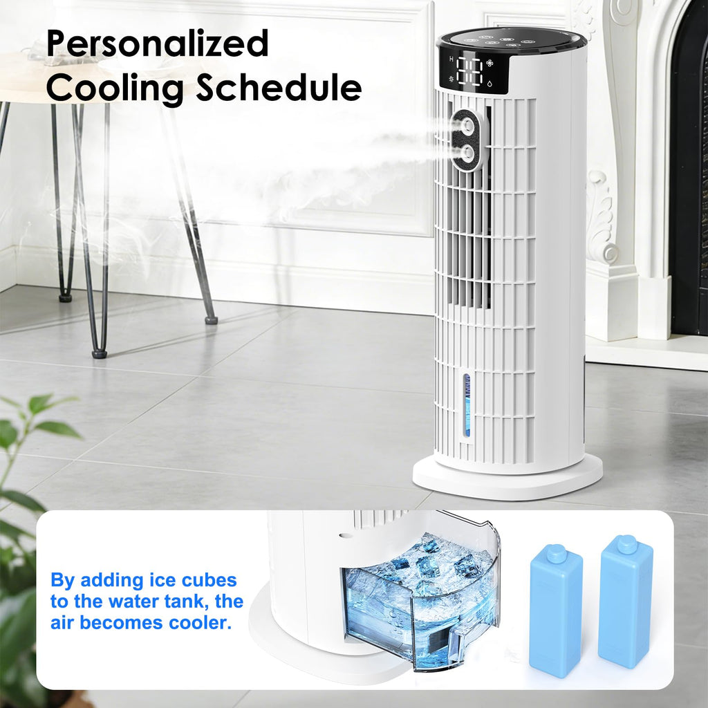 Portable Air Conditioner,1000ML Tower Fan with Remote,4-IN-1 Evaporative Air Cooler with 3 Wind Speeds&Turbo Mode,2 Mist,10H Timer,90° Oscillation Portable AC for Home,Office 🍁 All In One Marketplace Canada