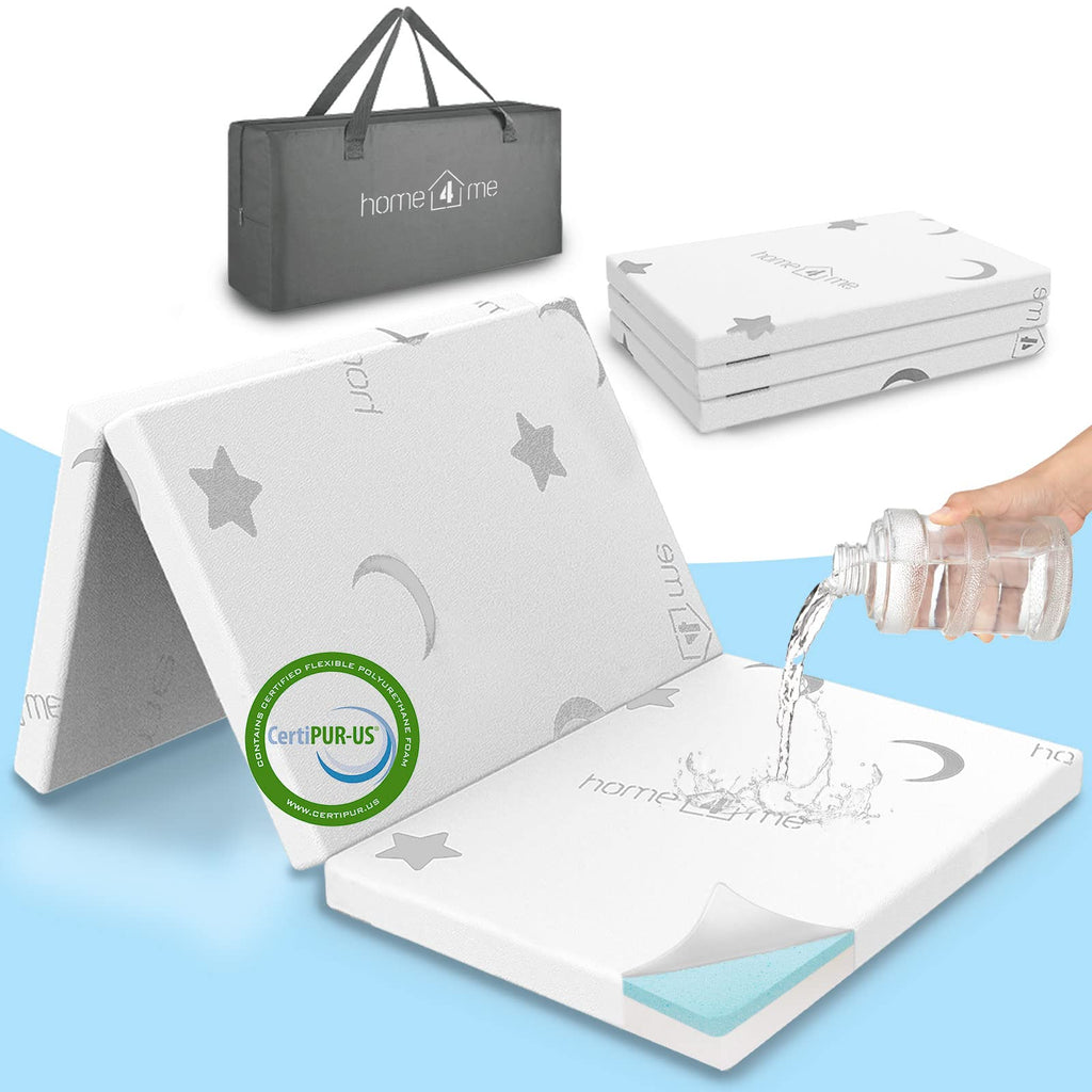 Home4me Pack and Play Mattress, 38" x 26" x 2.4", Portable, Trifold, Waterproof, Dual Sided (Firm & Soft) Mini Crib Mattress, Baby Toddler Memory Foam Mattress Pad for Play Pen 🍁 All In One Marketplace Canada