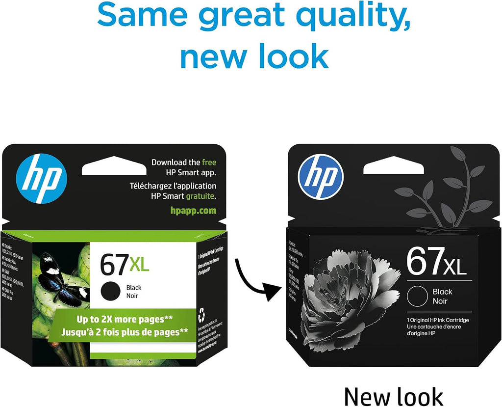 Original HP 67XL Black High-Yield Ink Cartridge | Works with HP DeskJet 1255, 2700, 4100 Series, HP Envy 6000, 6400 Series | Eligible for Instant Ink | 3YM57AN
