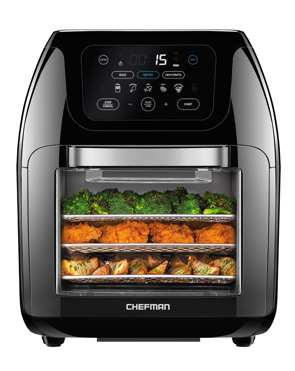 CHEFMAN Multifunctional Digital AirFryer+ Rotisserie,Dehydrator, Convection Oven17 Touch Screen Presets Fry,Roast,Dehydrate, Bake, XL 10L Family Size,Auto Shutoff,Large Easy-View Window Black,10 Quart 🍁 All In One Marketplace Canada