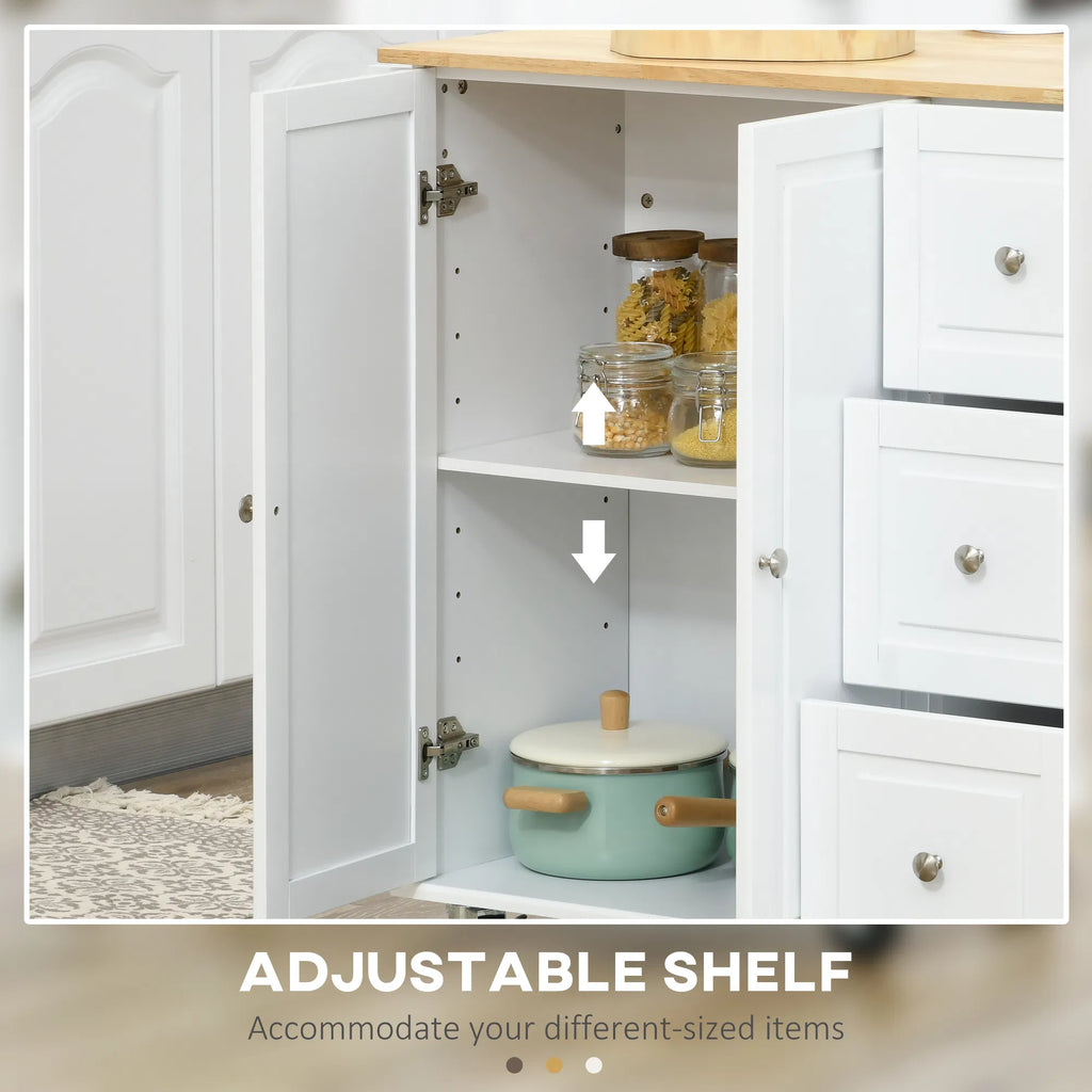 Rolling Kitchen Island Cart with Drop Leaf – 3 Drawers, Cabinet, Spice Rack & Towel Rack (United States & Canada Delivery Only)