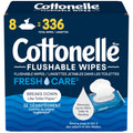 Flushable Wet Wipes; Cottonelle FreshCare; Biodegradable & Septic Safe; 8 Flip-Top Packs of 42 (336 Wipes) 🍁 All In One Marketplace Canada