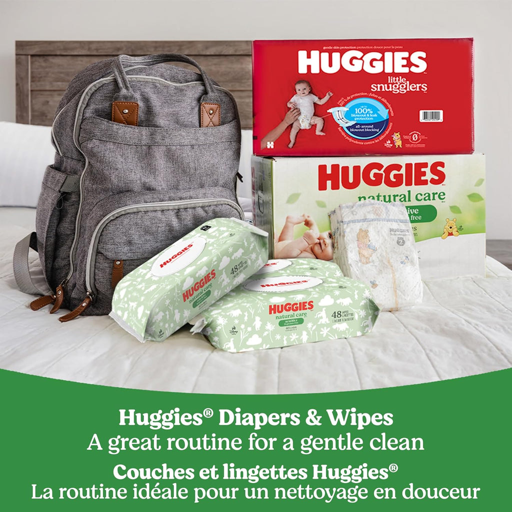 Huggies Sensitive Baby Wipes, Natural Care Baby Diaper Wipes, Unscented, Hypoallergenic, 99% Purified Water, 10 Flip-Top Packs (560 Wipes Total)
