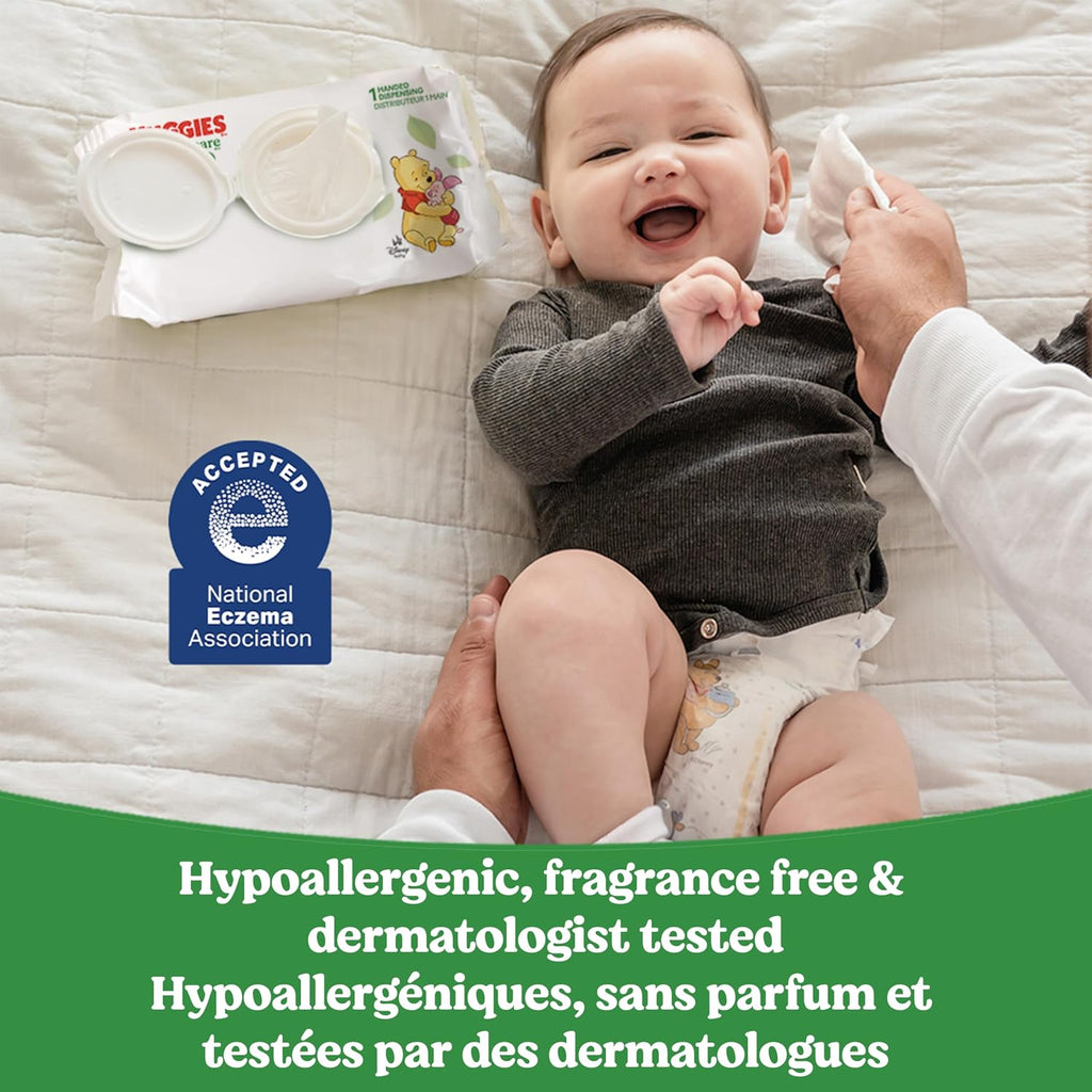 Huggies Sensitive Baby Wipes, Natural Care Baby Diaper Wipes, Unscented, Hypoallergenic, 99% Purified Water, 10 Flip-Top Packs (560 Wipes Total)