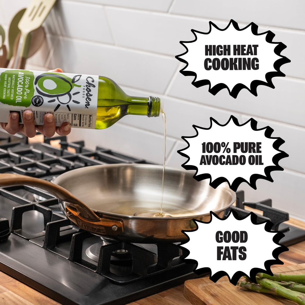 Chosen Foods 100% Pure Avocado Oil 25.3 oz, Non-GMO, for High-Heat Cooking, Frying, Baking, Homemade Sauces, Dressings and Marinades, 750.0 ml (Pack of 1) 🍁 All In One Marketplace Canada