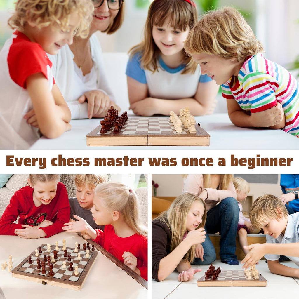 Joneytech Wooden Chess Set,11.5 inch Magnetic Chess Board Folding Design with Storage Travel Chess Game for Kids, Adults and Family Game Night 🍁 All In One Marketplace Canada