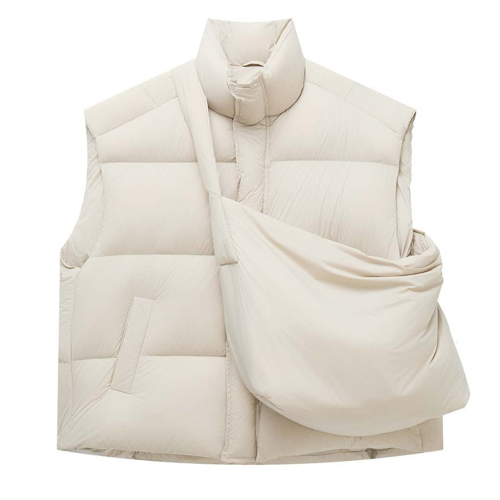 Fashion Winter Vest with Backpack Style White Duck Down Sleeveless Layered Slim FitWarm Women's Outerwear