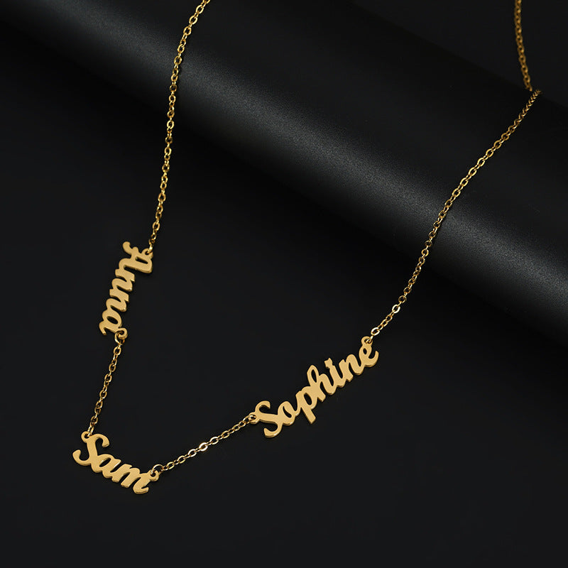 Personalized Name Necklace Stainless Steel English Letter Pendant Women's Jewelry with Multiple Names