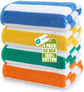 Utopia Towels 4 Pack Cabana Stripe Beach Towels (30x60 inches) - 100% Ring Spun Cotton Large Pool Towels, Soft and Quick Dry Swim Towels (Blue, Green, Orange & Yellow) 🍁 All In One Marketplace Canada