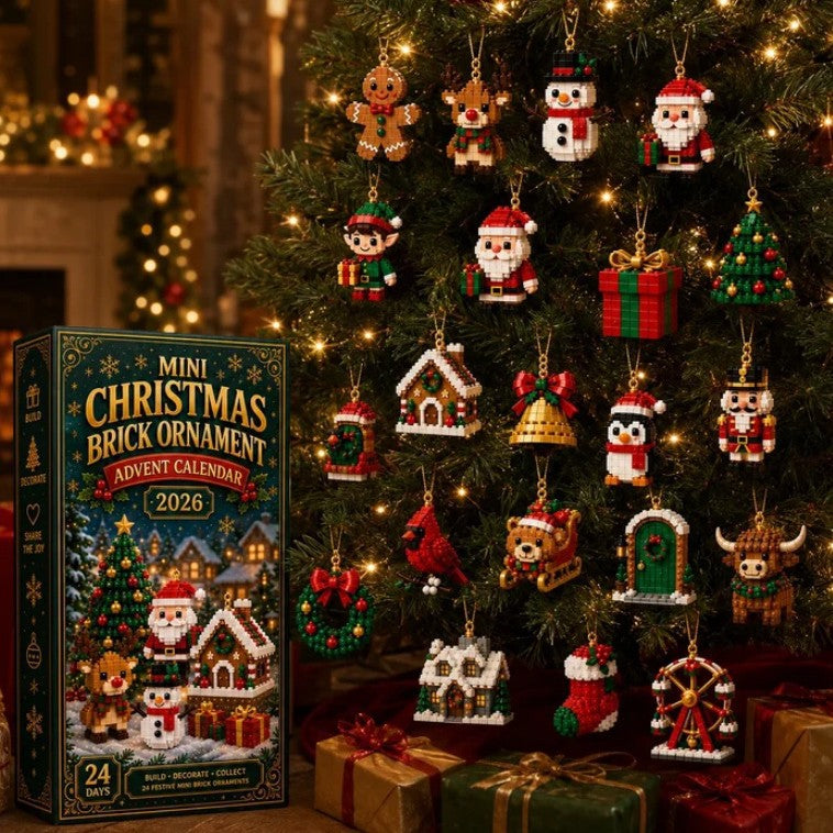 24 Day Mini Christmas Brick Ornament Advent Calendar - Festive Holiday Decoration Building Set