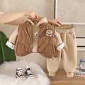 Plush and Thick Vest Set for Baby Winter Cartoon 3-Piece Set
