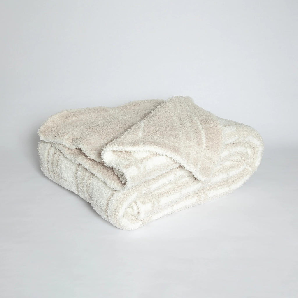 Blushing Beige & White Plaid Print Extended Throw