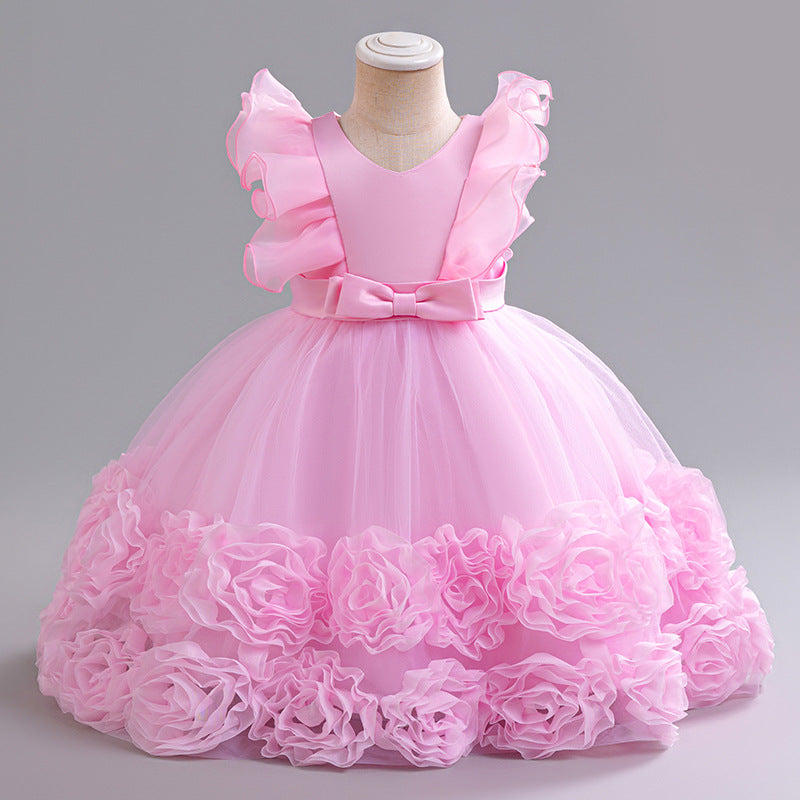 Children's Formal Dress Princess DressGirl Tulle Puff Skirt Piano Performance Dress Birthday Party Dress