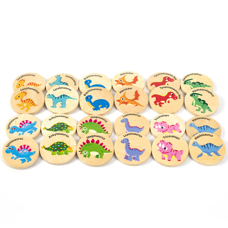 Christmas Toy Gift Dinosaur Find Same Game Children's Puzzle Dinosaur Cognitive Concentration Memory Ability Training Wooden Toy