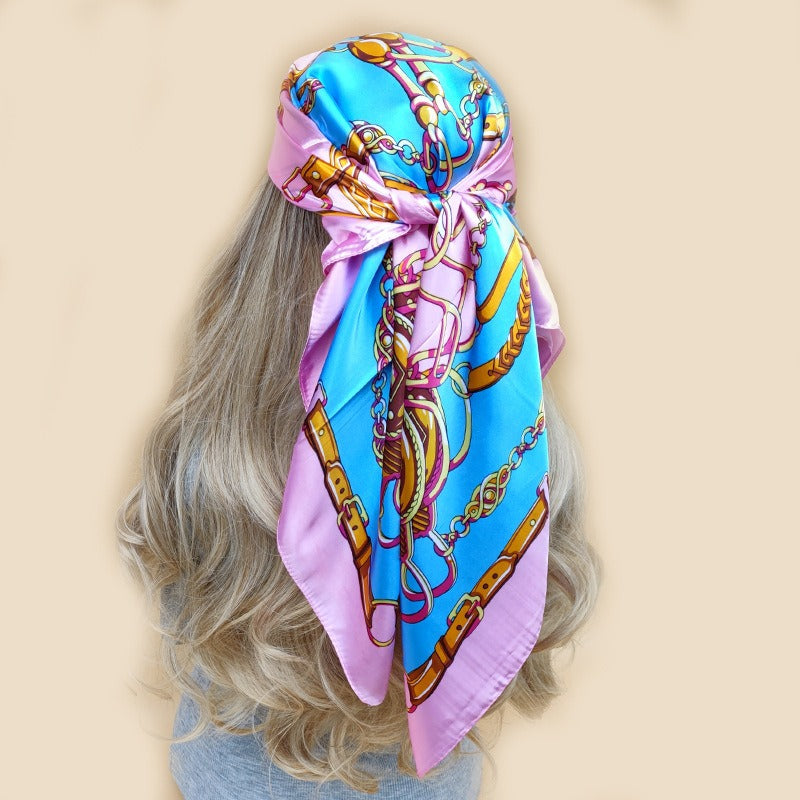 Striped printed square scarf for women, all-match shawl, fashionable sun protection scarf for all seasons