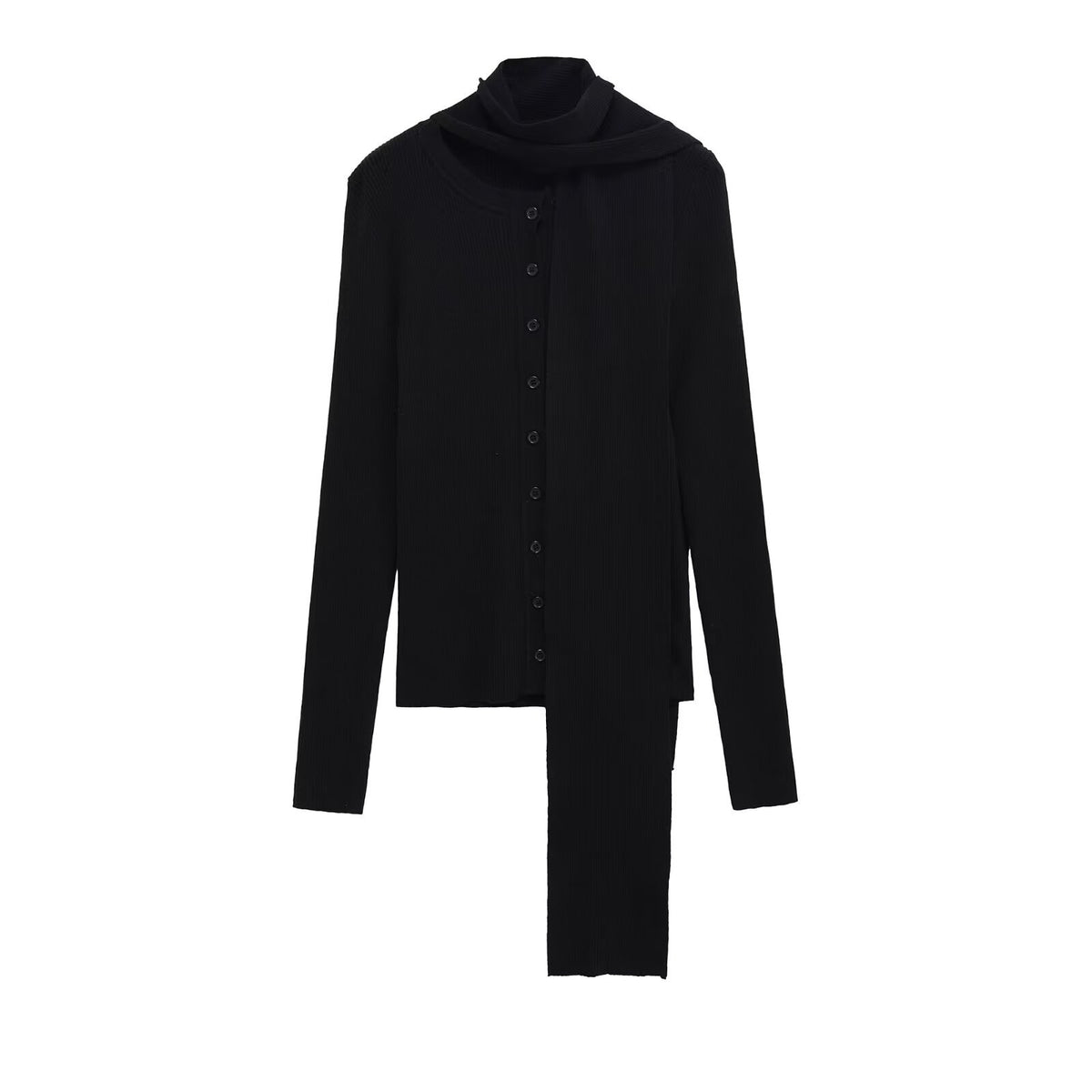 Street scarf ribbed knitted jacket women's clothing
