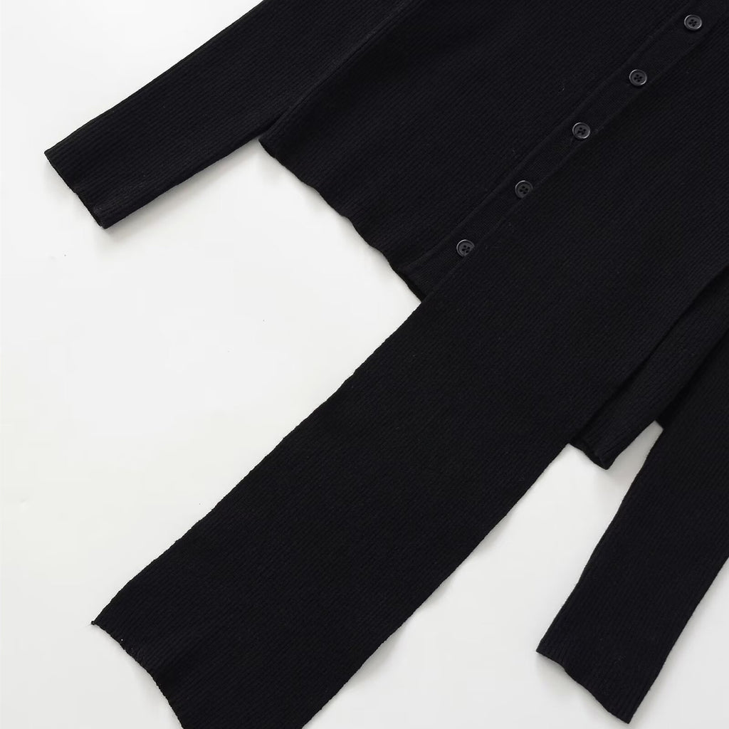 Street scarf ribbed knitted jacket women's clothing